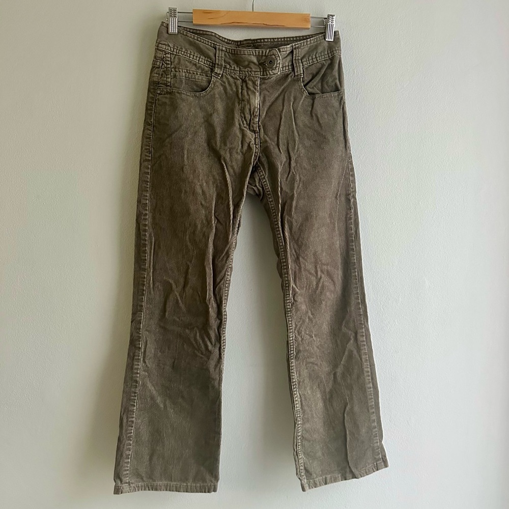 H&M High Rise Straight Legs Corduroy Pants in Khaki Gray